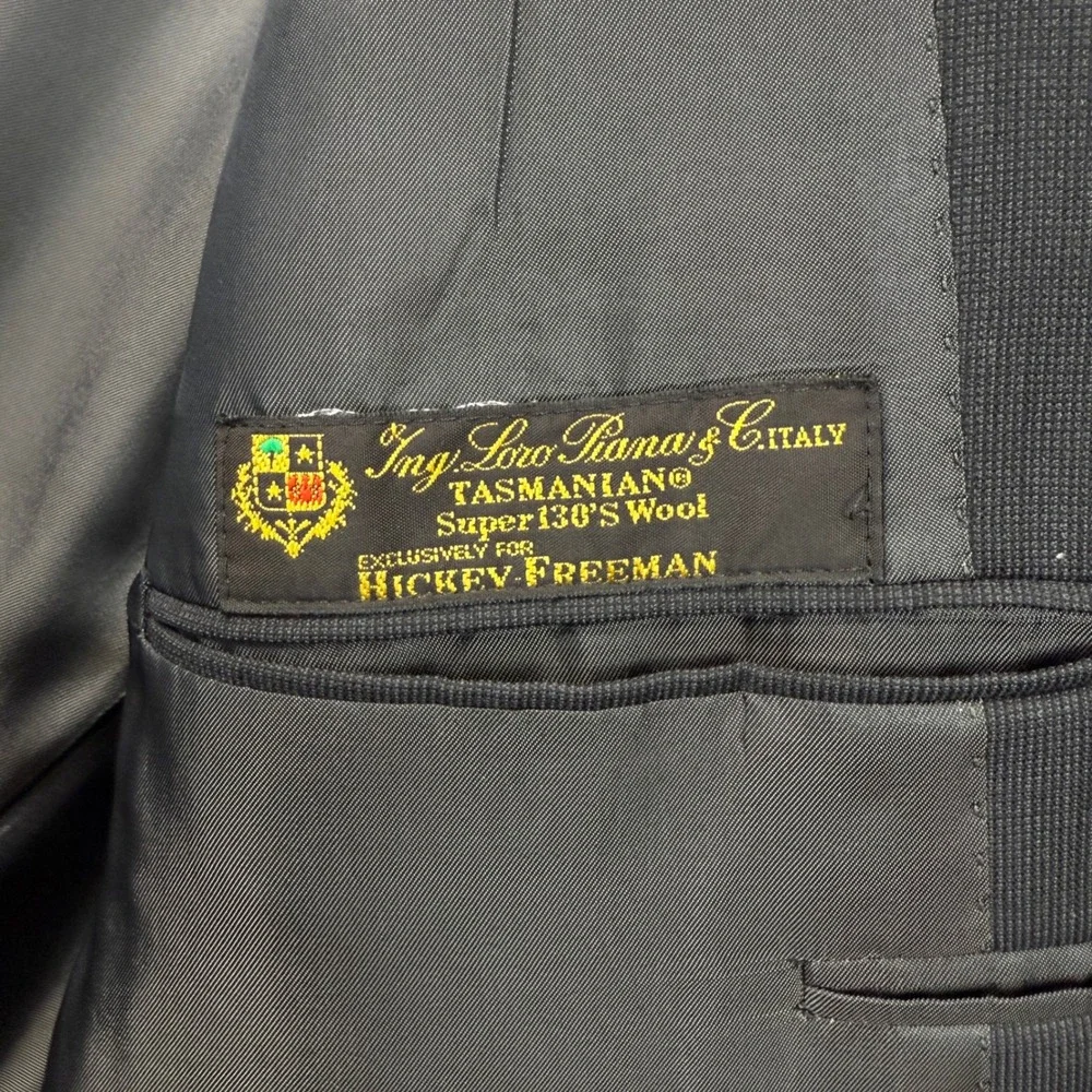 Hickey Freeman Loro Piana Super 130s Wool Blazer Charcoal Grey 41R Mens YA003